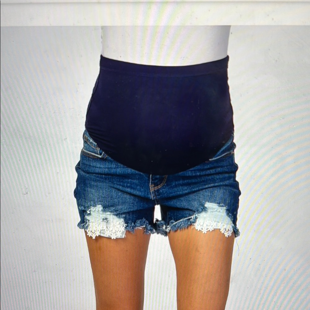 Pinkblush Blue Jean Shorts with Distressed Details